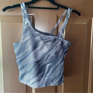 Zella Black and Blue Patterned Activewear Top